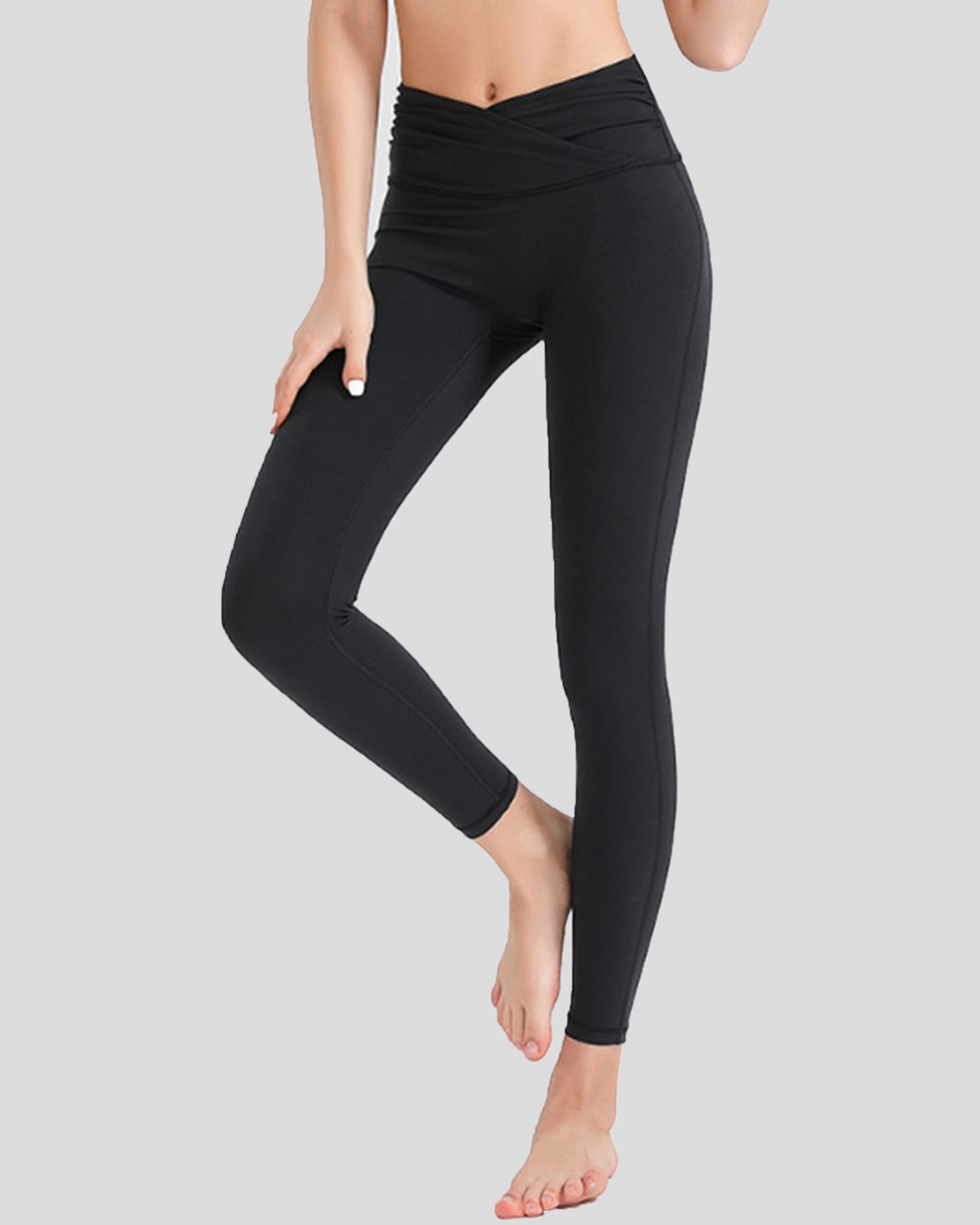 V Wrap Nylon Leggings High Waist 25.5"