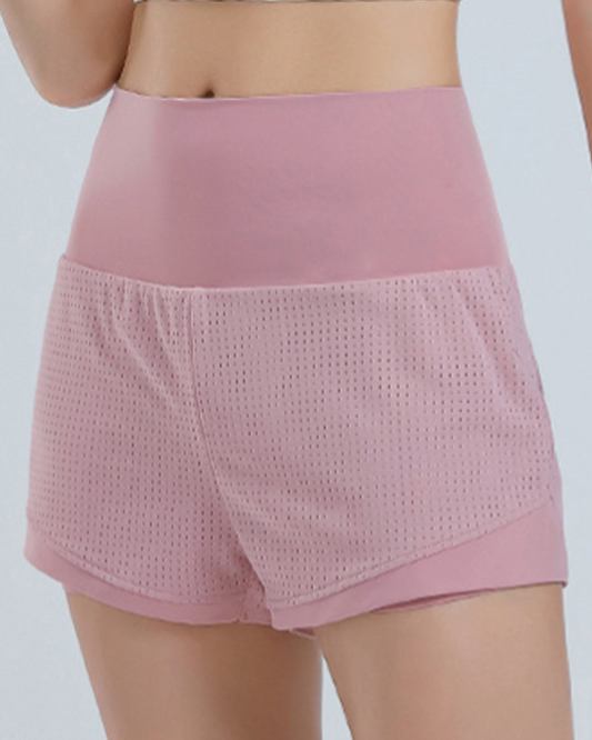 Knit Mesh Breathable Back Pocket Shorts High Waist