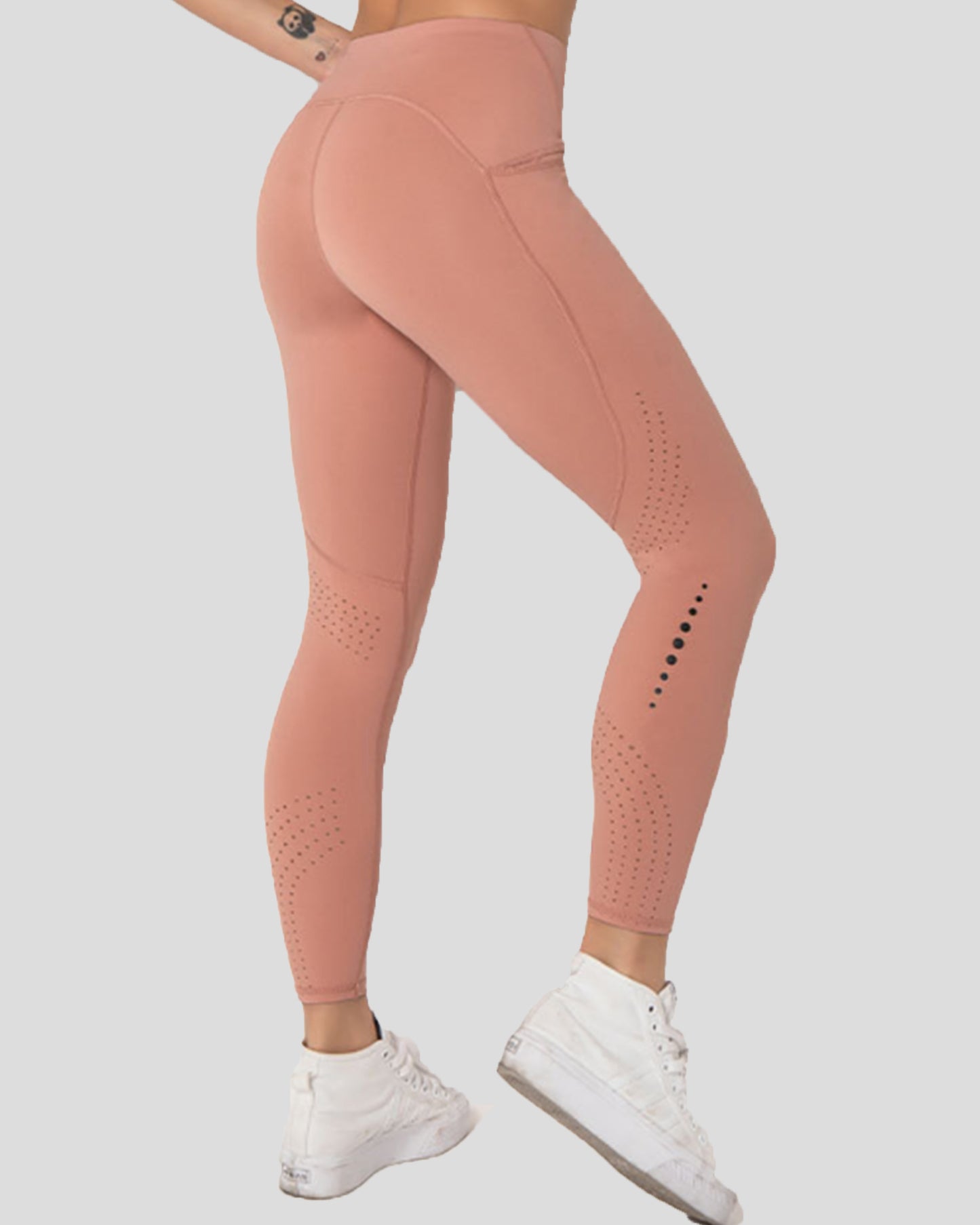 Laser Cut Training Pocket Nylon Leggings 26"